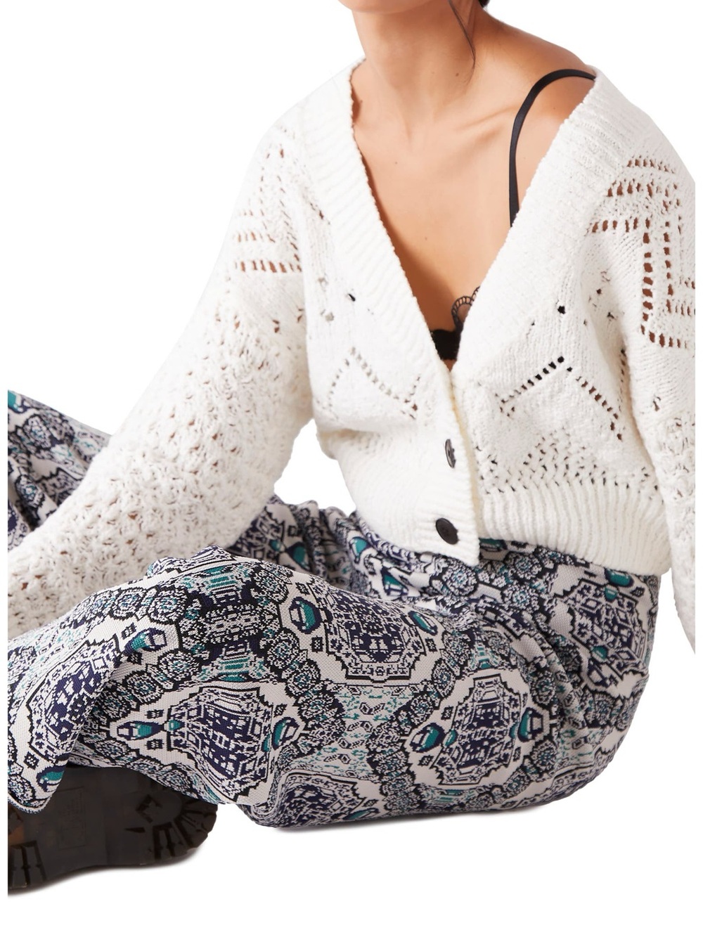Free People Chloe Crop Cardigan Button Cardigan NWT